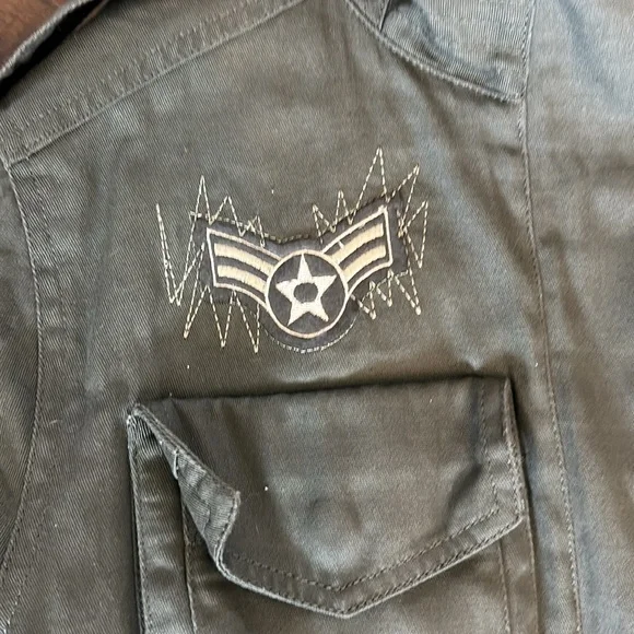 Army Style Jacket w, unique imprint on back. By L.A. + Jo Size M - Picture 5 of 7